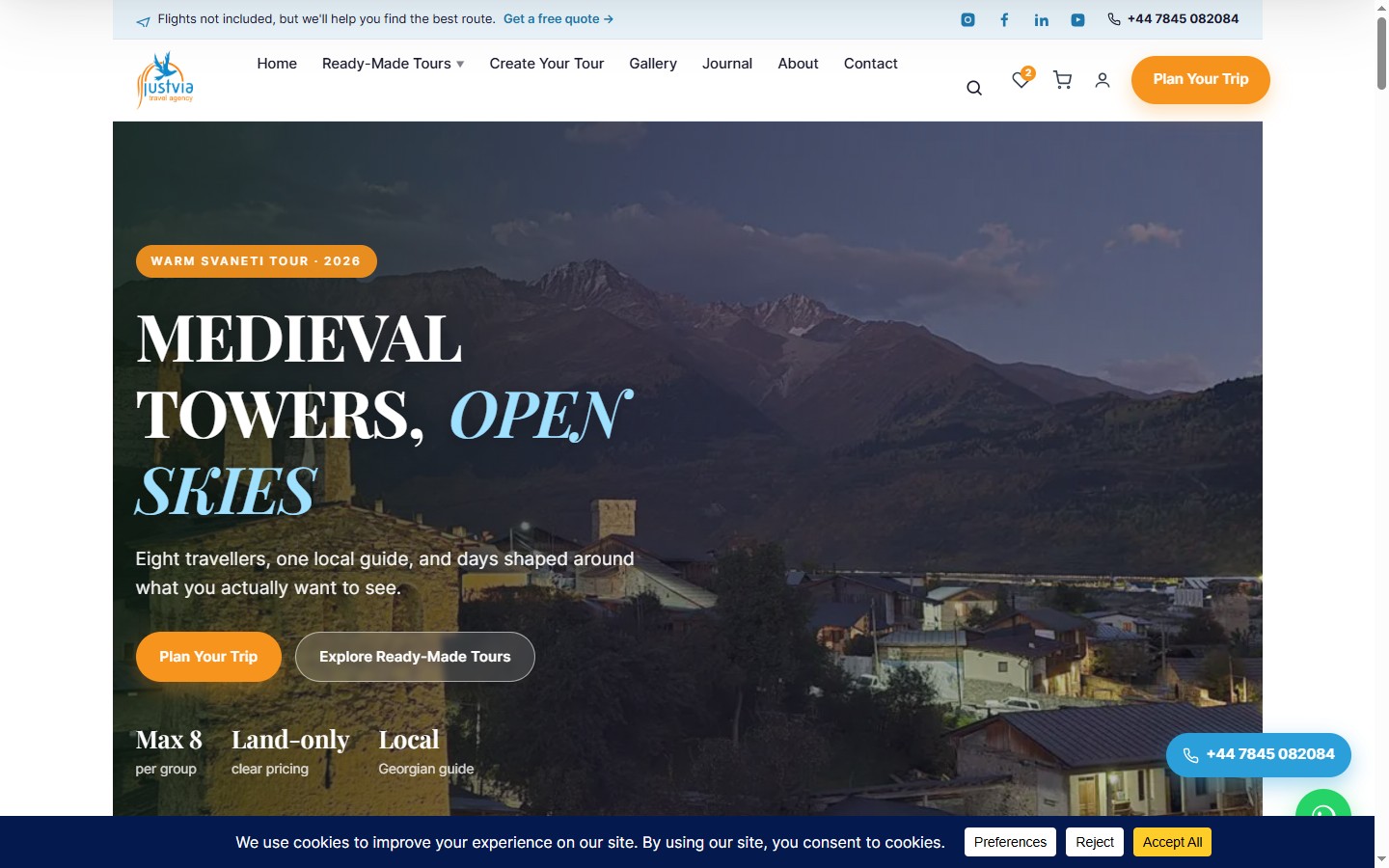Site Justvia, plateforme de voyage bilingue